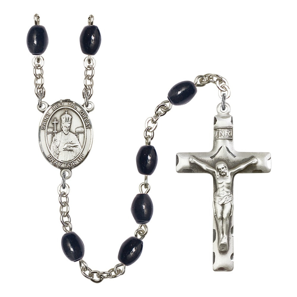 St. Leo The Great 8X6mm Black Onyx Rosary