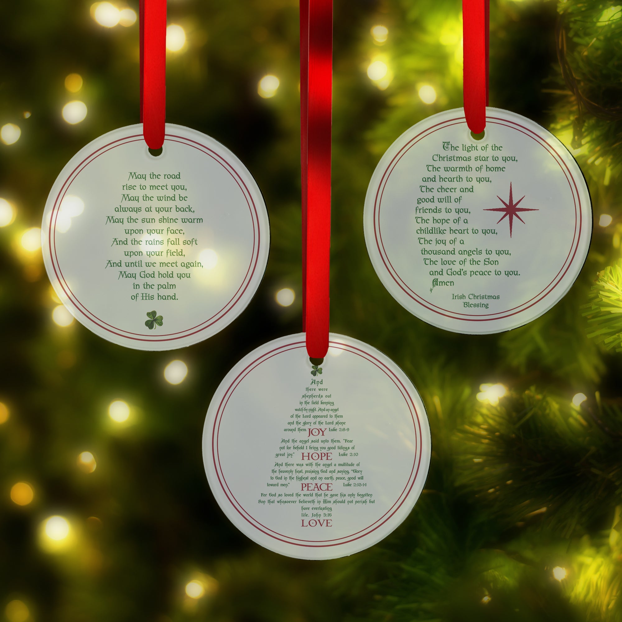 Irish Blessings Glass Ornament Collection - Set of 3
