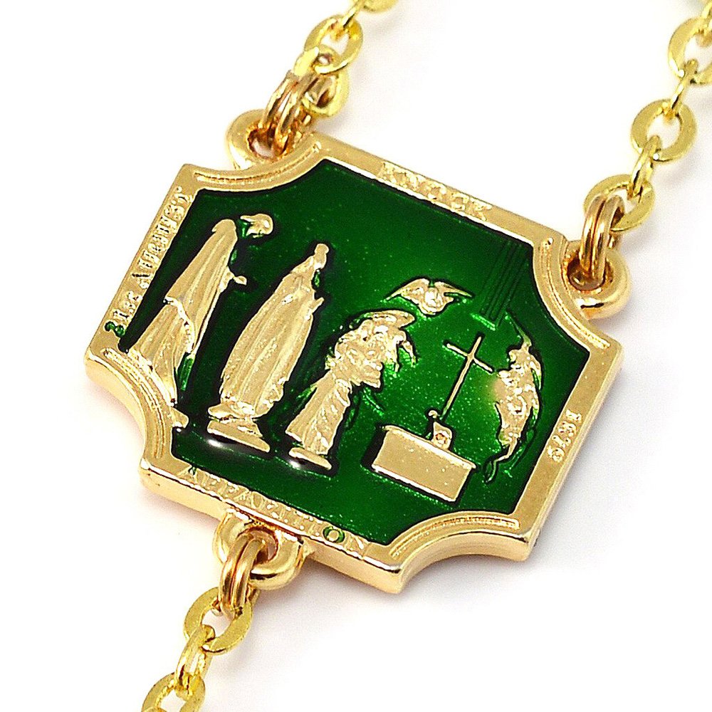 Our Lady of Knock Emerald & Gold Rosary