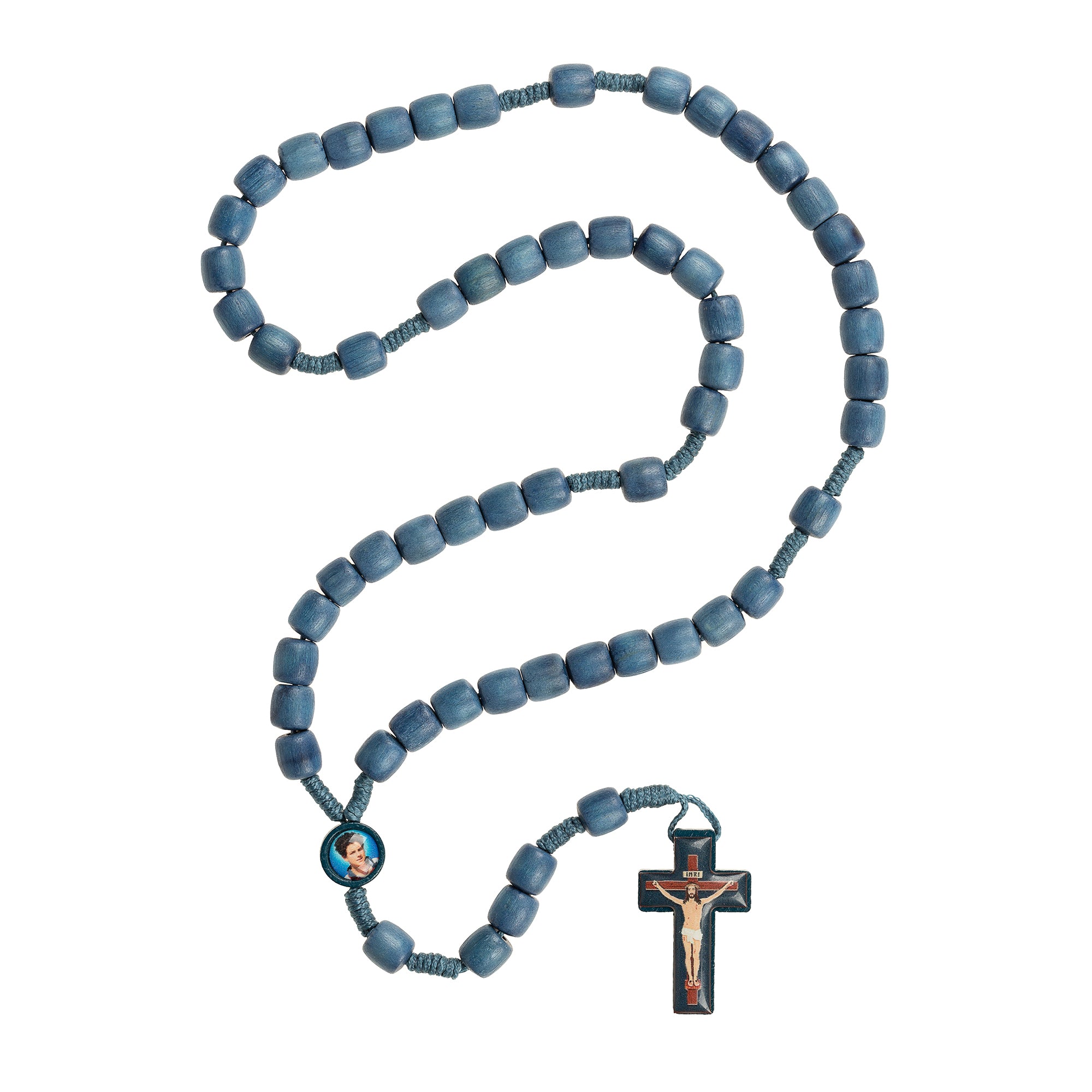 St. Carlo Acutis Blue Cylinder Bead Rosary