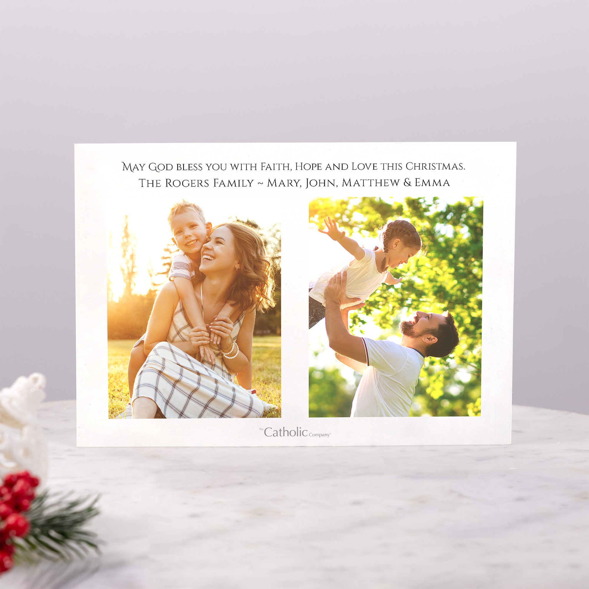 Personalized Faith Hope & Love Photo Christmas Cards