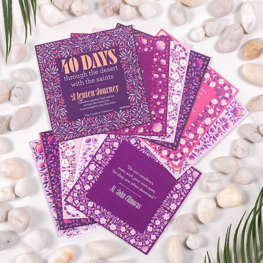 Daily Saints of Lent Inspirational Card & Easel Set