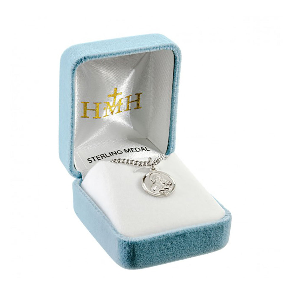 Petite Sterling Round St. Therese Medal Necklace