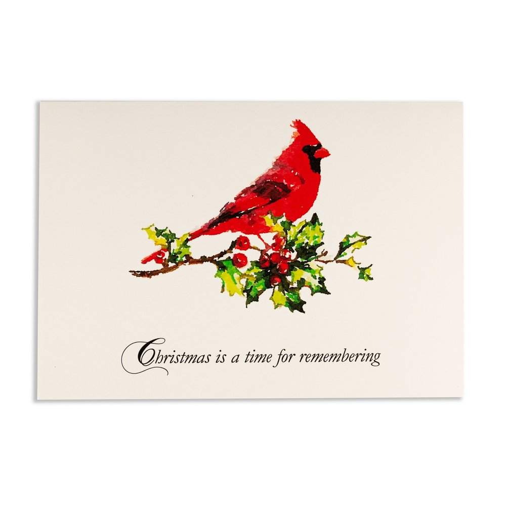 Single Cardinal Memorial Christmas Card
