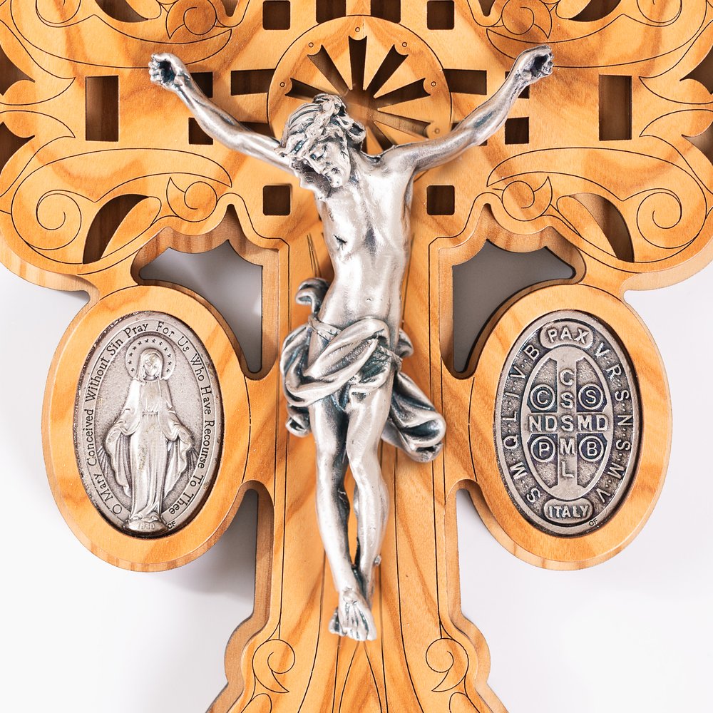 Italian Laser Cut Pardon Wall Crucifix - 9.45"