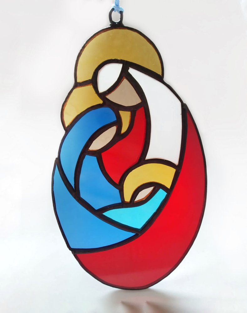 Handcrafted Holy Family Stained Glass Suncatcher