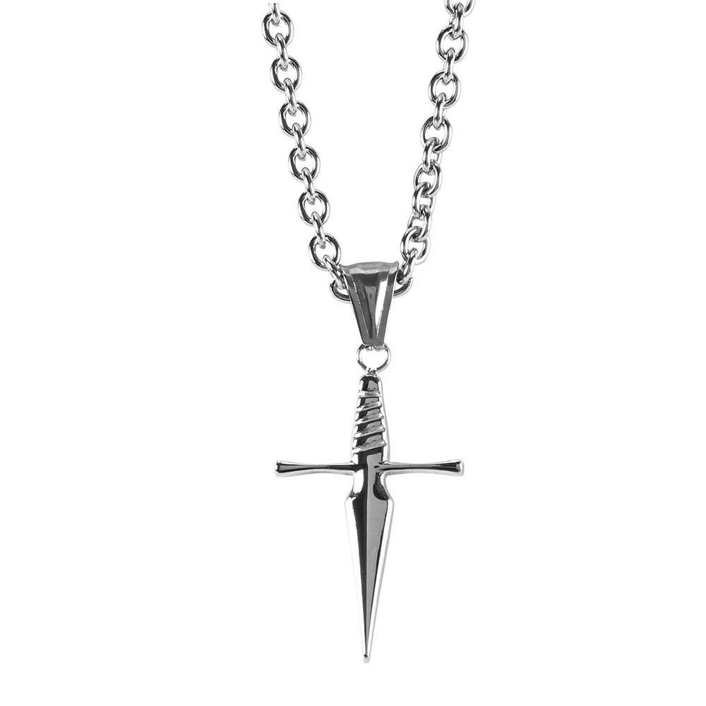 Boys Stainless Steel Sword Cross Necklace - 18"