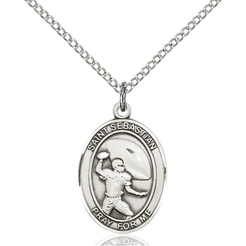 Sterling Silver St. Sebastian / Football Pendant