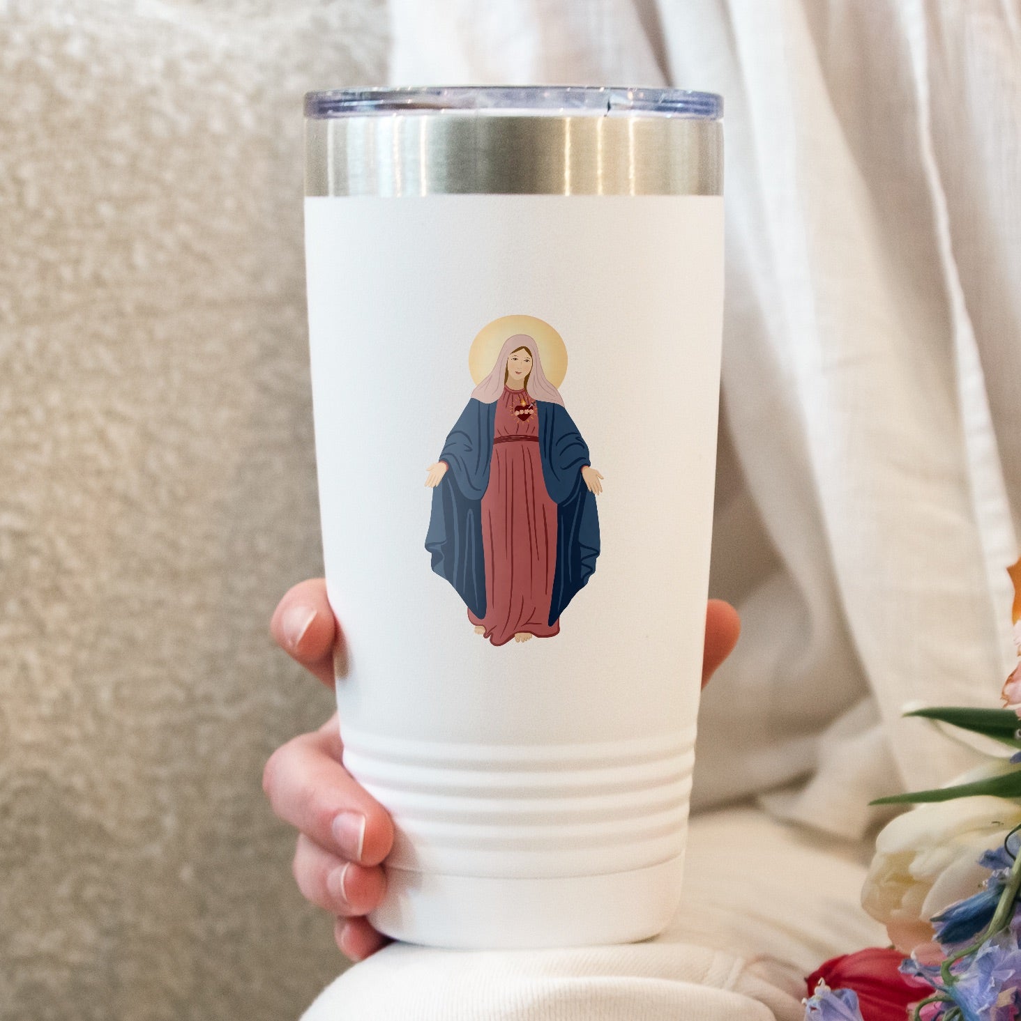 Immaculate Heart of Mary Personalized 20 oz. White Tumbler
