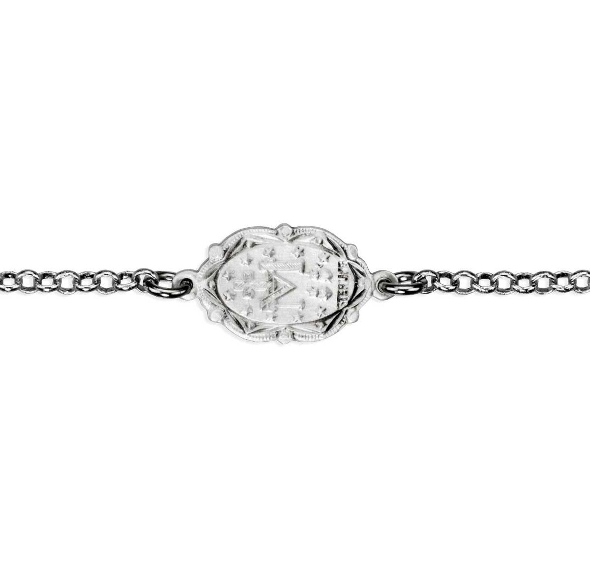 Sterling Silver Rolo Chain Miraculous Medal Bracelet | The Catholic ...