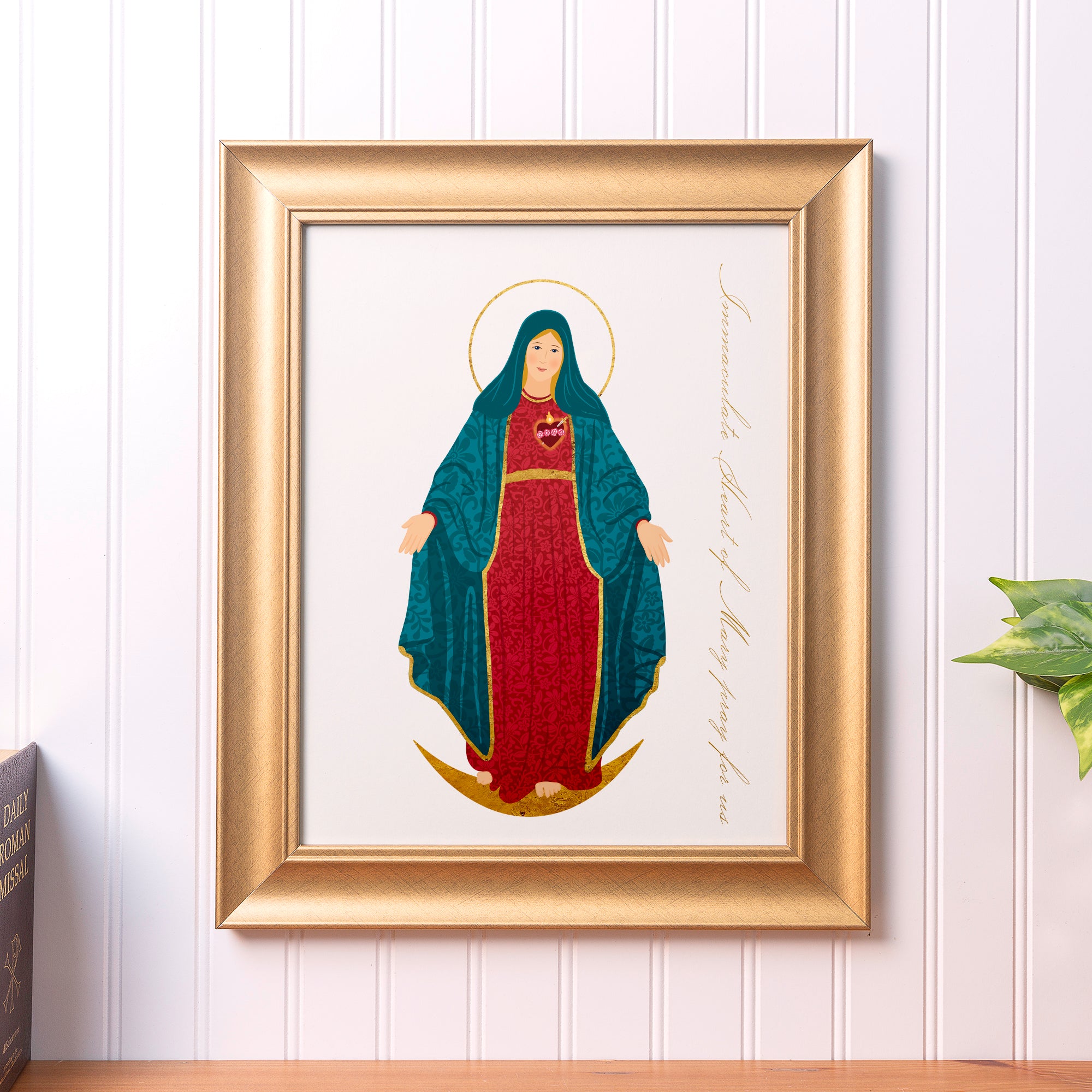Immaculate Heart of Mary Toile Framed Art Print - 11" x 14"