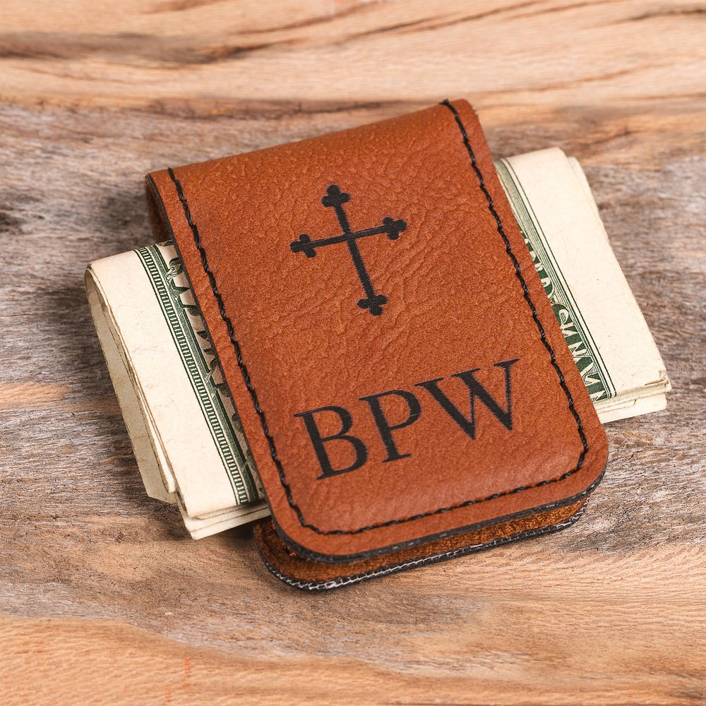 Personalized Budded Cross Money Clip