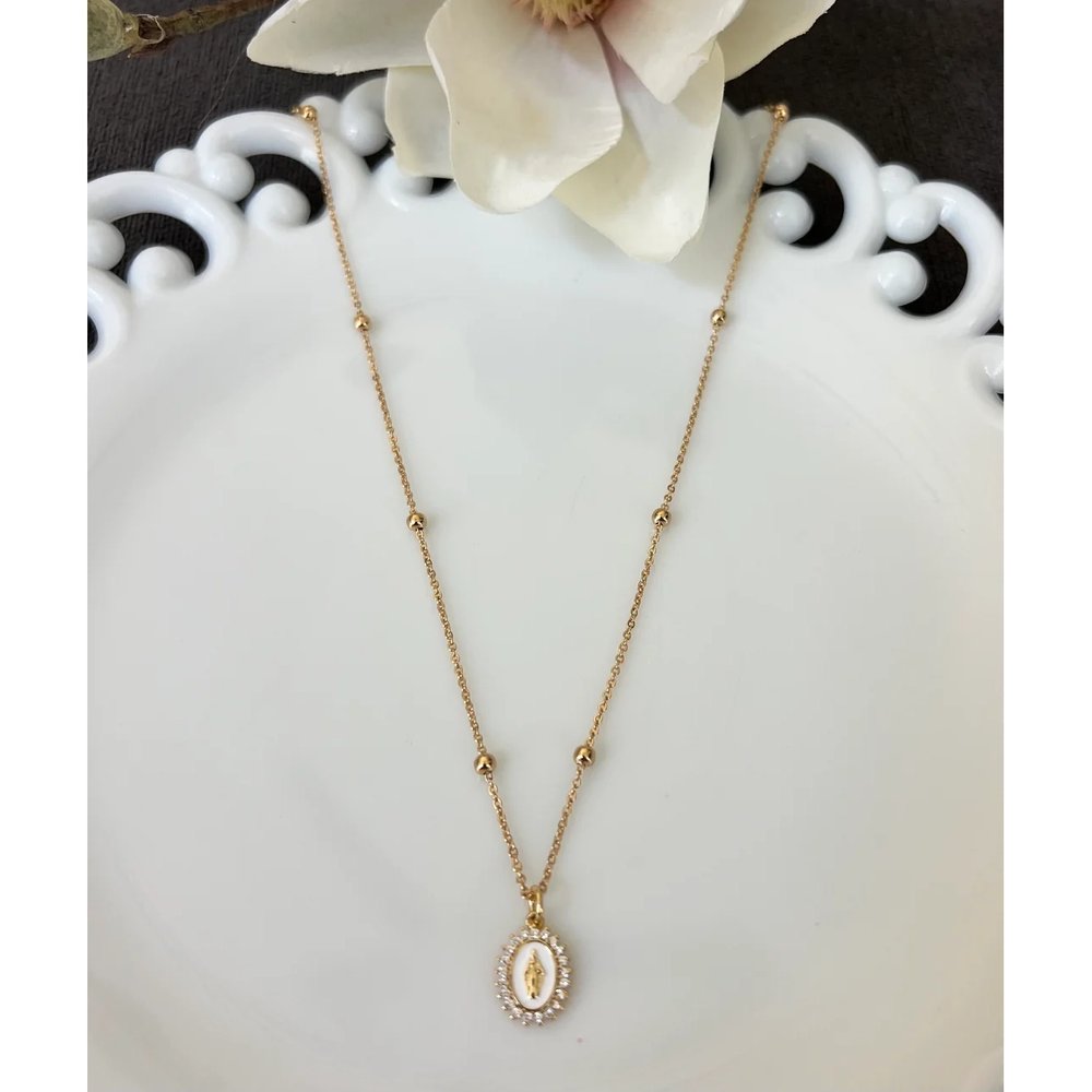 Petite Gold & Clear Crystal Marian Necklace