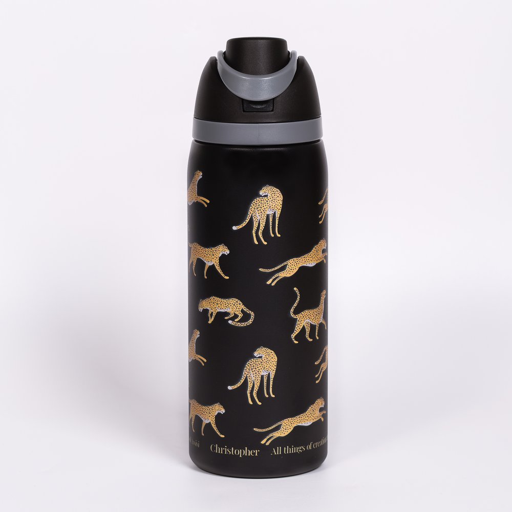 Personalized St. Francis Cheetah Water Bottle