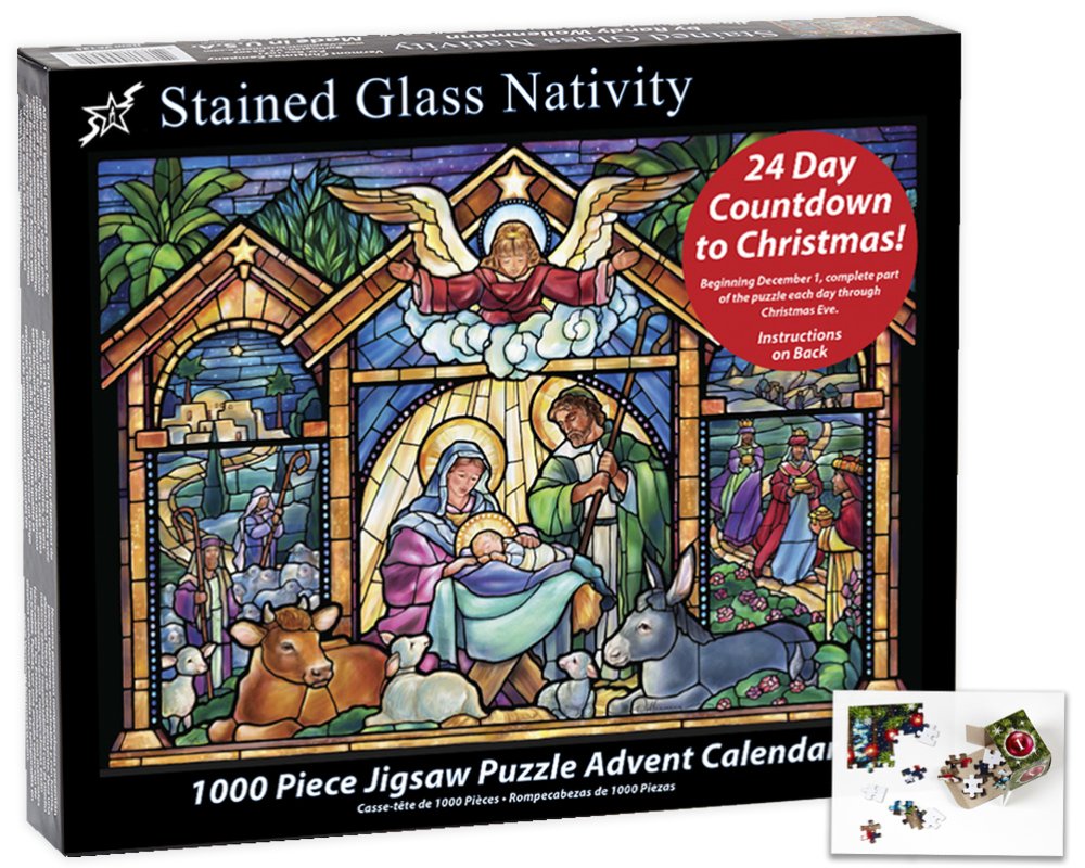 Stained Glass Nativity Jigsaw Puzzle Advent Calendar - 1000 Pieces
