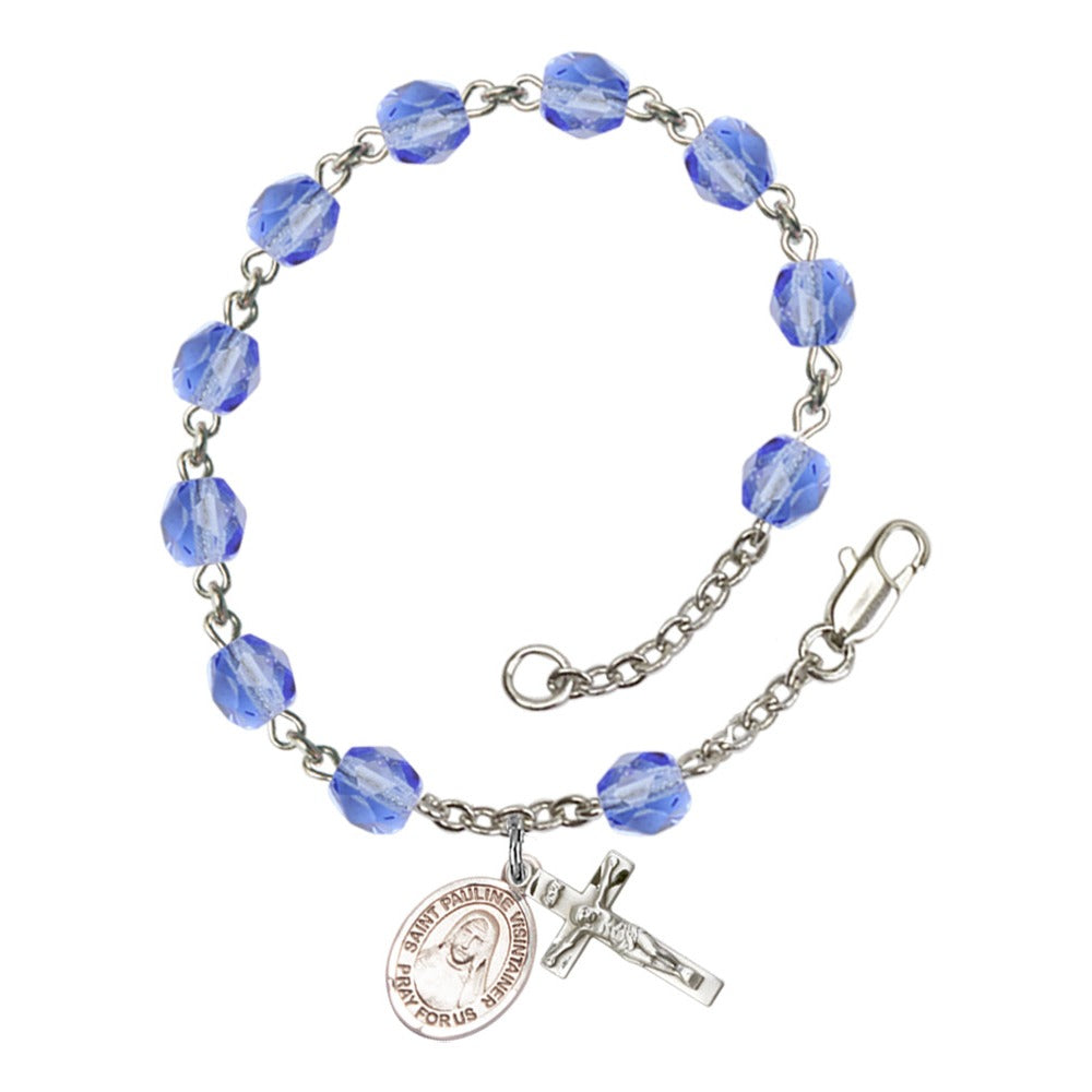 St. Pauline Visintainer Blue September Rosary Bracelet 6mm