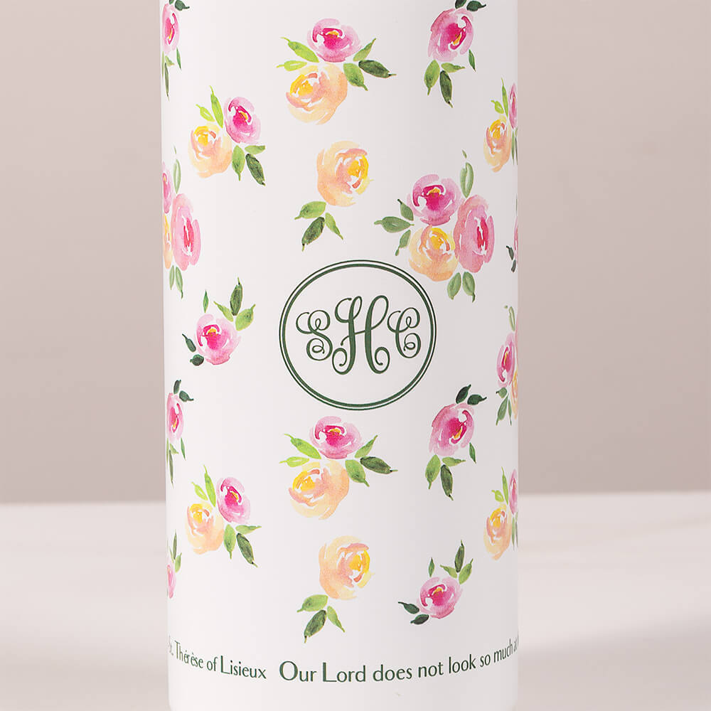 Monogramed Floral St. Therese Water Bottle
