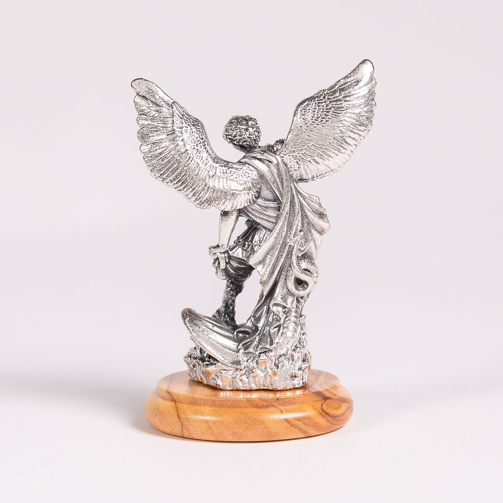 St. Michael Figurine on Olivewood Base - 2.64"