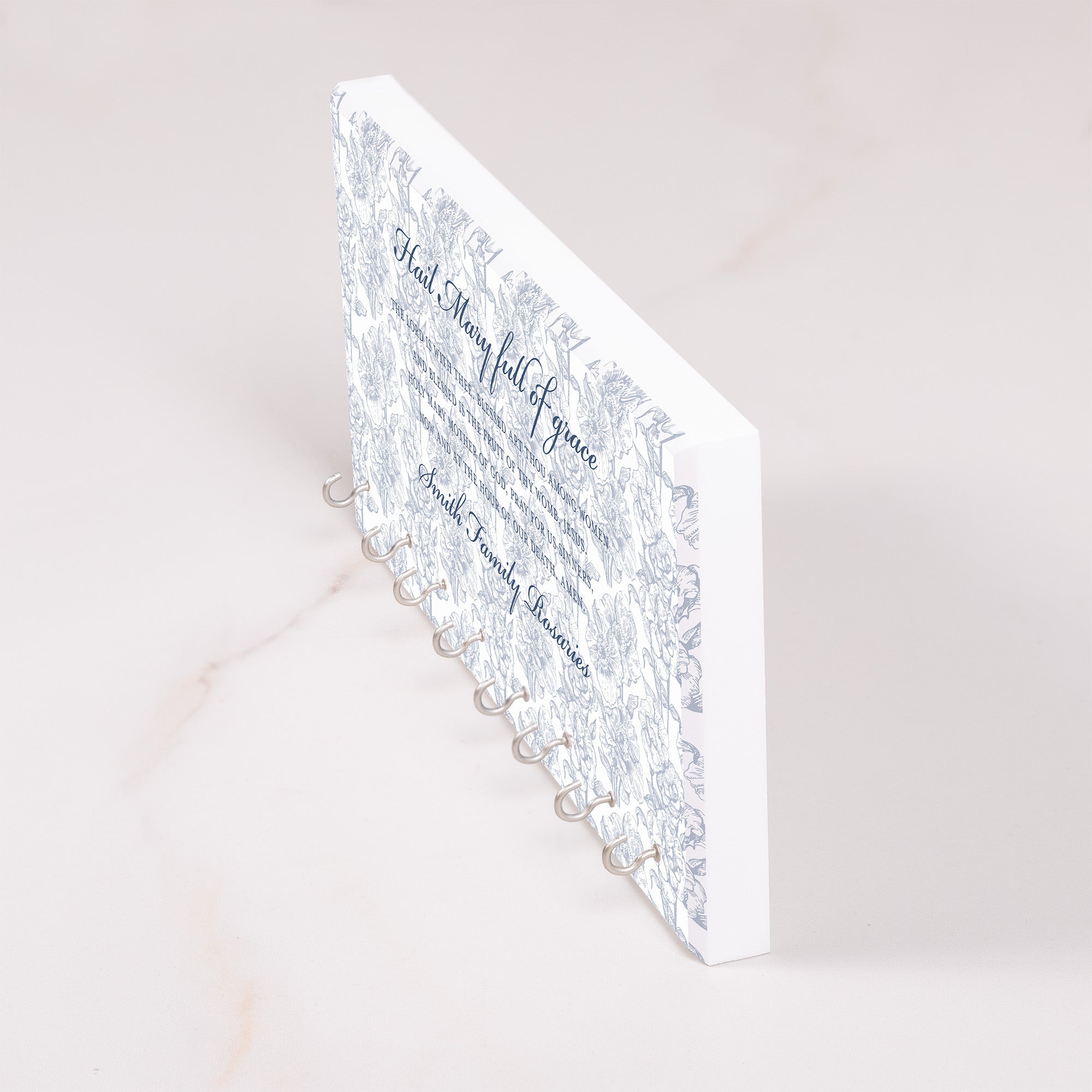 Personalized Hail Mary Toile Rosary Rack