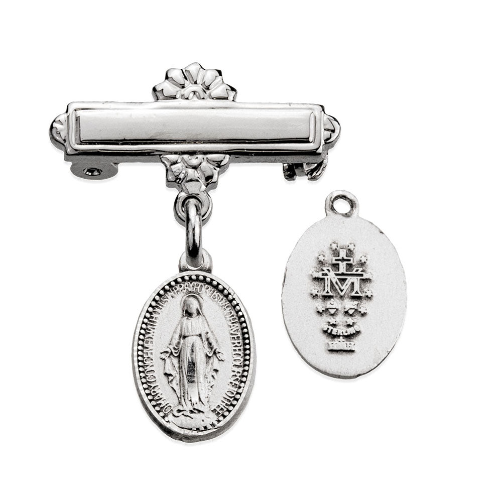 Sterling Silver Petite Miraculous Medal Lapel Pin