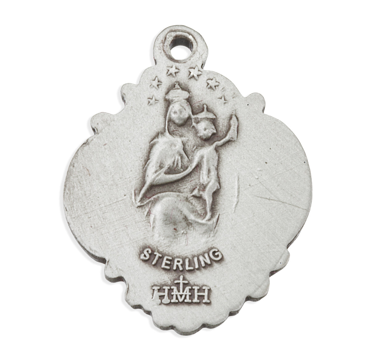 Sterling Silver Baroque Sacred Heart Scapular Necklace
