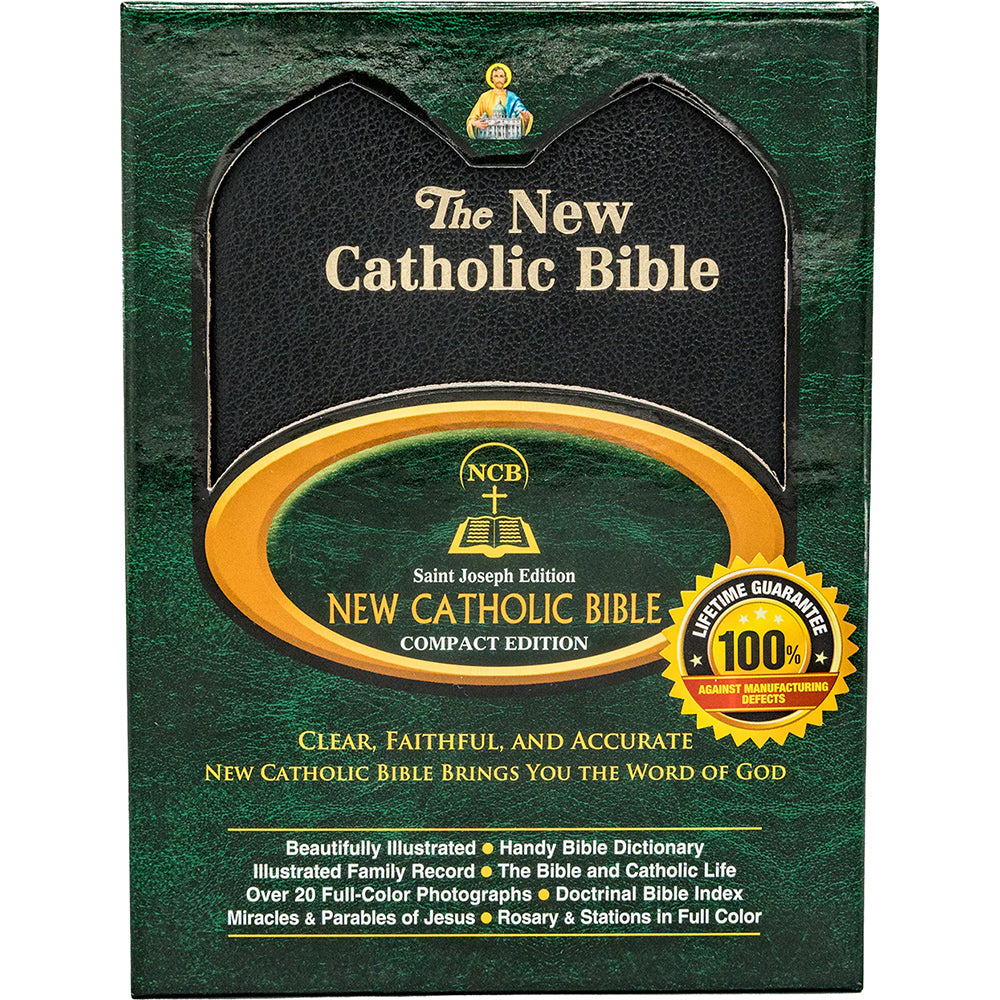 Black Leatherette St. Joseph New Catholic Bible - Compact Edition 4.5 " x6.5"