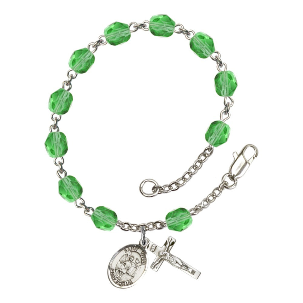St. Vitus Green August Rosary Bracelet 6mm