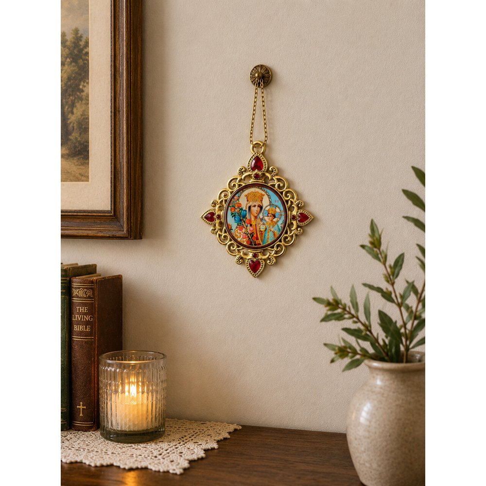 Virgin Mary Unfading Bloom Jeweled Icon Ornament
