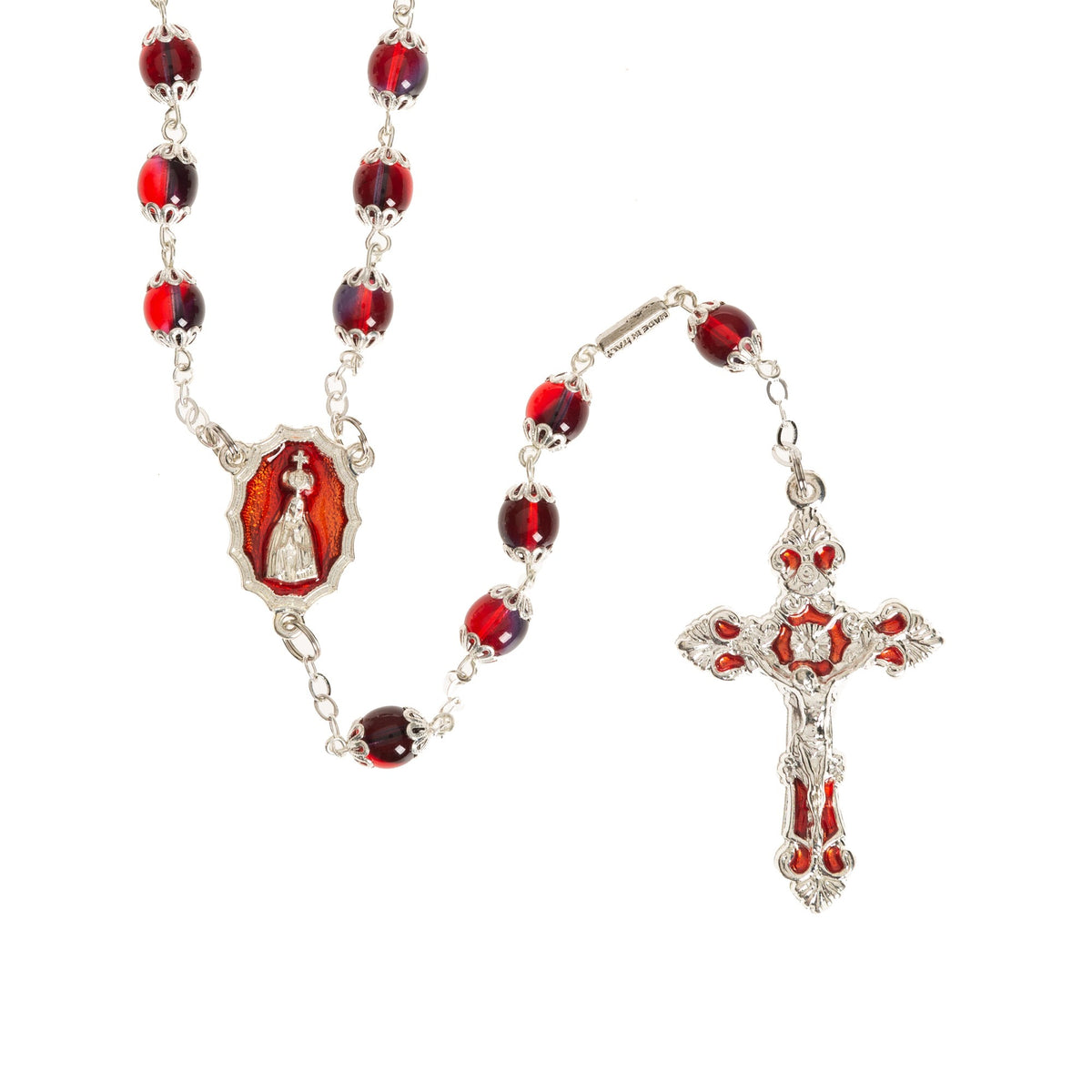 Our Lady of Fatima Hand Enameled Red Rosary