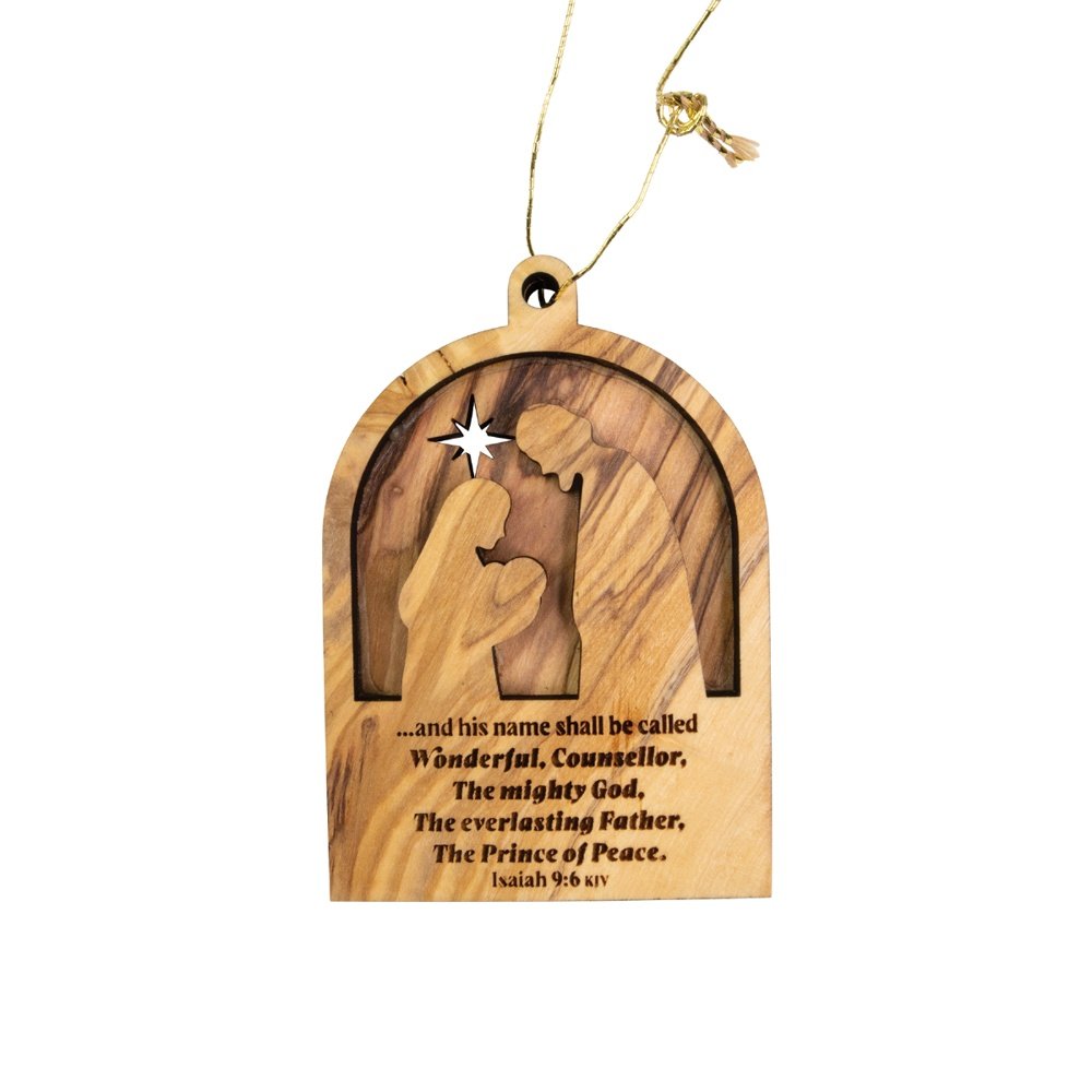 Holy Land In His Name 3-D Olive Wood Ornament