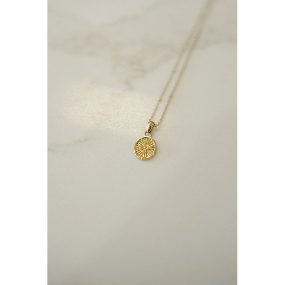 Gold Oval Holy Spirit Dove Necklace