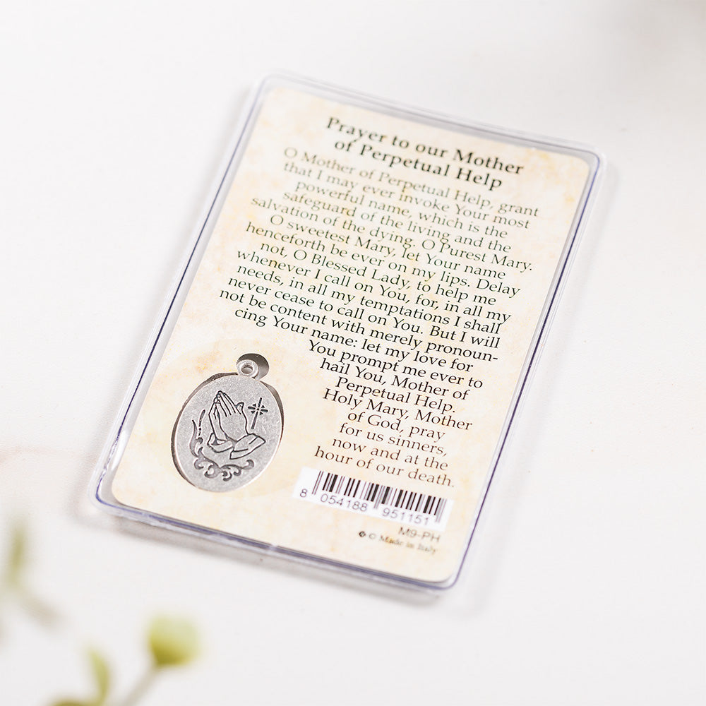 Laminated Our Lady of Perpetual Help Prayer Card with Medal