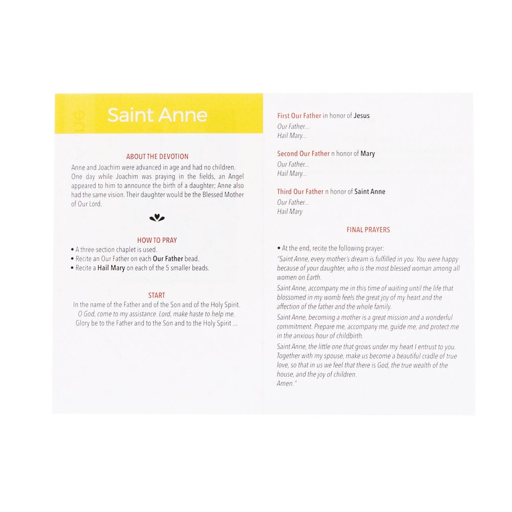 Italian Saint Anne Chaplet with Prayer Leaflet