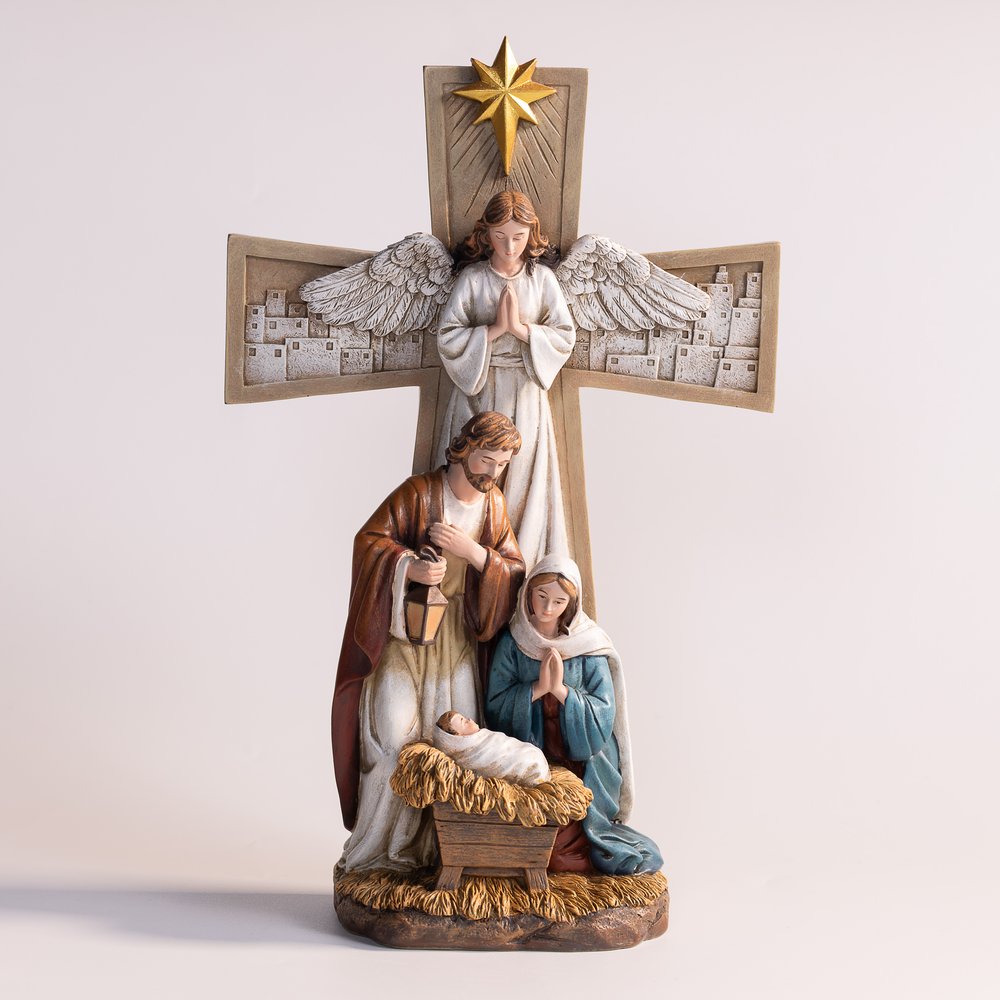 Holy Family at the Cross Nativity Scene - 12" (H)