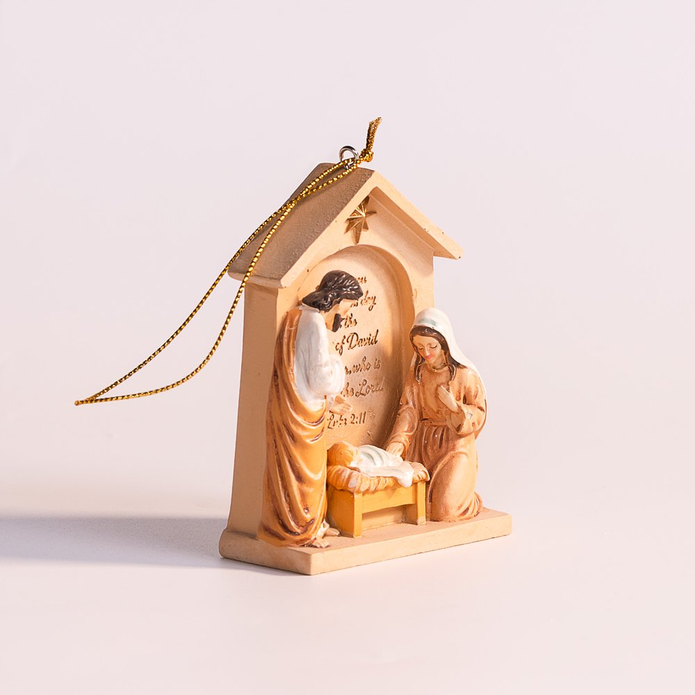 Holy Family Scripture Verse Crèche Ornament - 3.5"