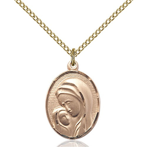 14kt Gold Filled Madonna & Child Pendant 3/4 X 1/2 Inch