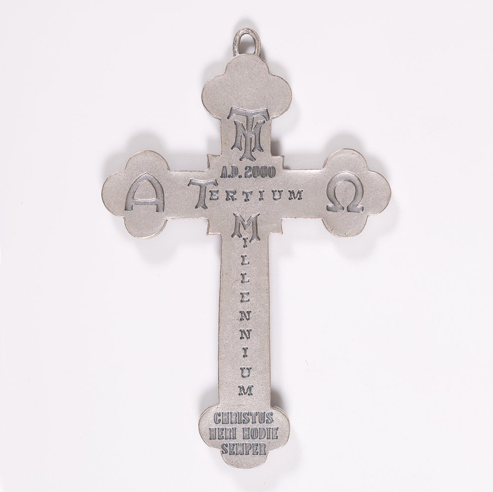 Red Silver Plated Latin Crucifix of Mercy - 6"