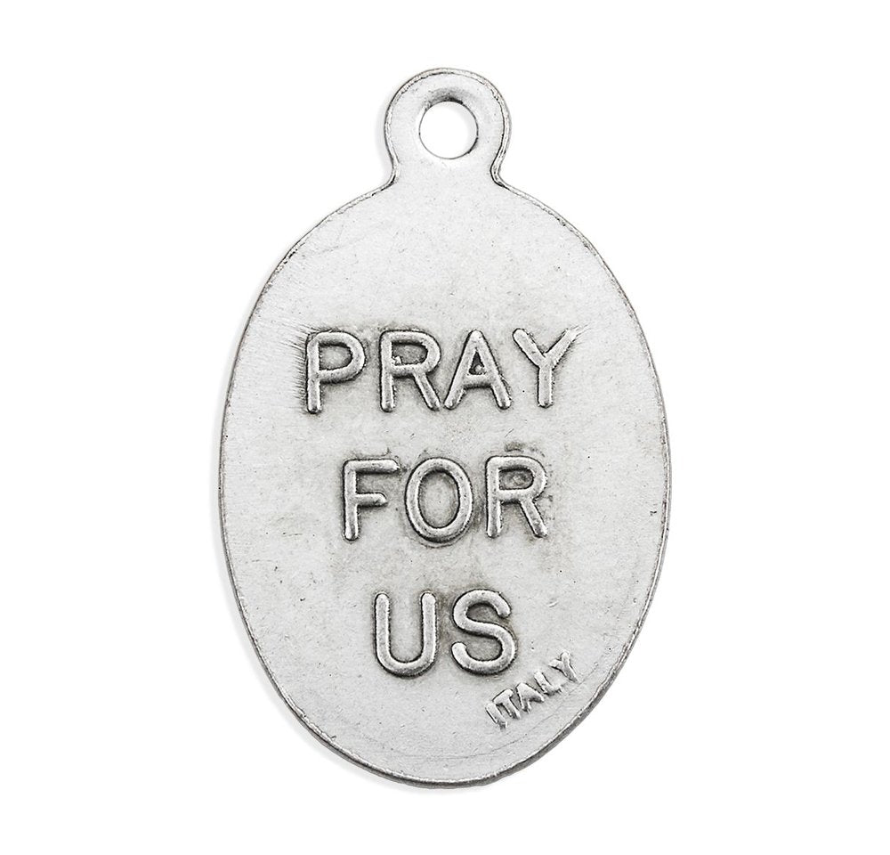1" Oval Antiqued Silver Oxidized Our Lady of Guadalupe Medal