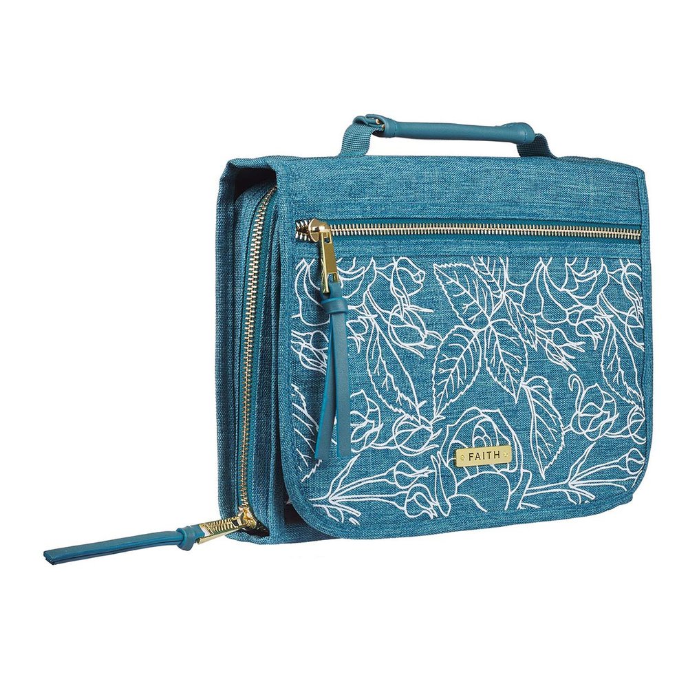 Faith Teal Tri-Fold Organizer & Bible Cover - Large
