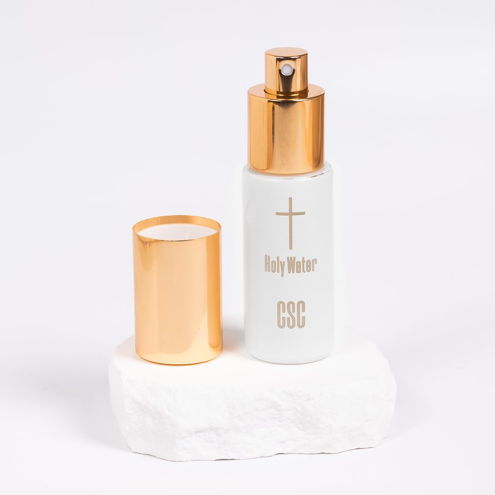 Gold & White Holy Water Spritzer Bottle