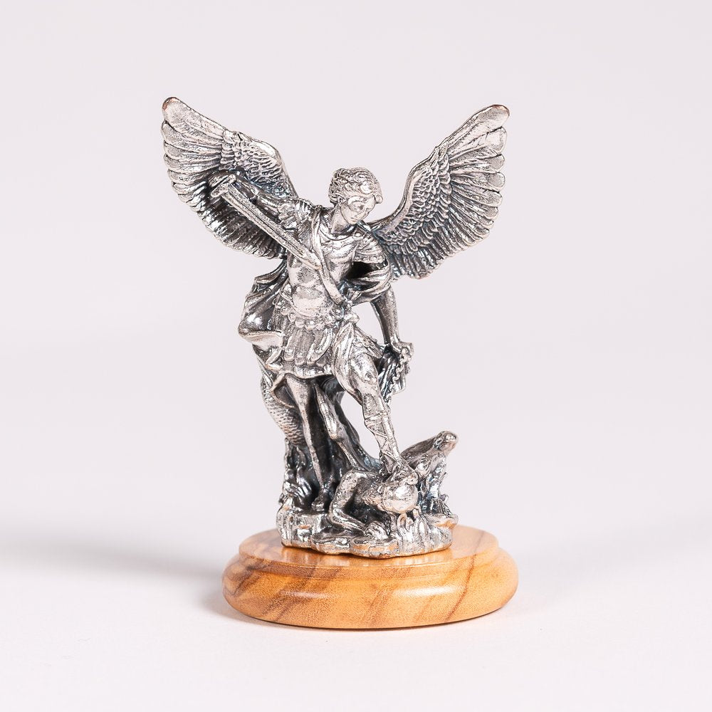 St. Michael Figurine on Olivewood Base - 2.64"