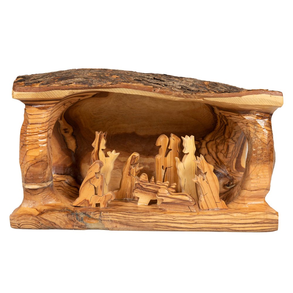 Large Olive Wood Log Grotto