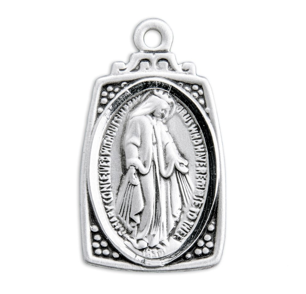 Sterling Silver Profile Miraculous Medal Necklace