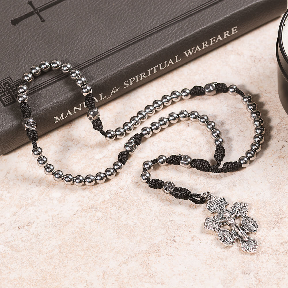 Mini Memento Mori Pardon Crucifix Paracord Rosary | The Catholic