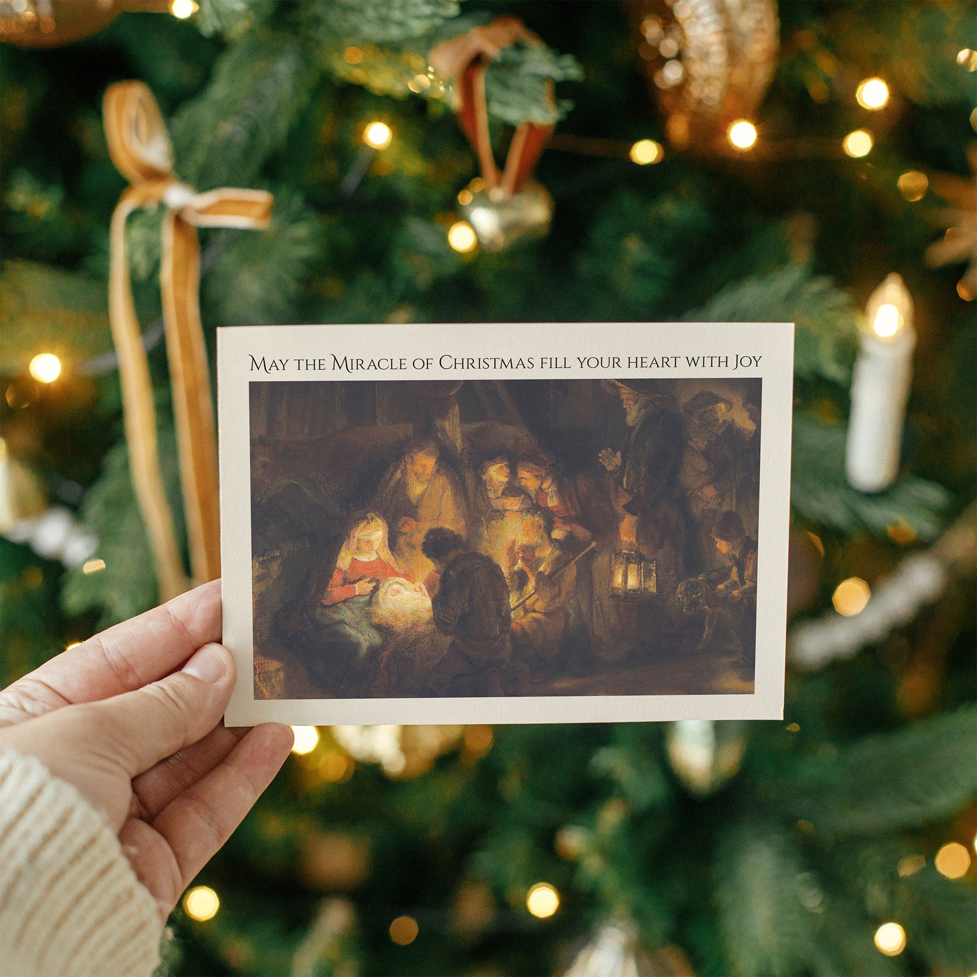 Personalized Adoration of the Shepherds Photo Christmas Cards