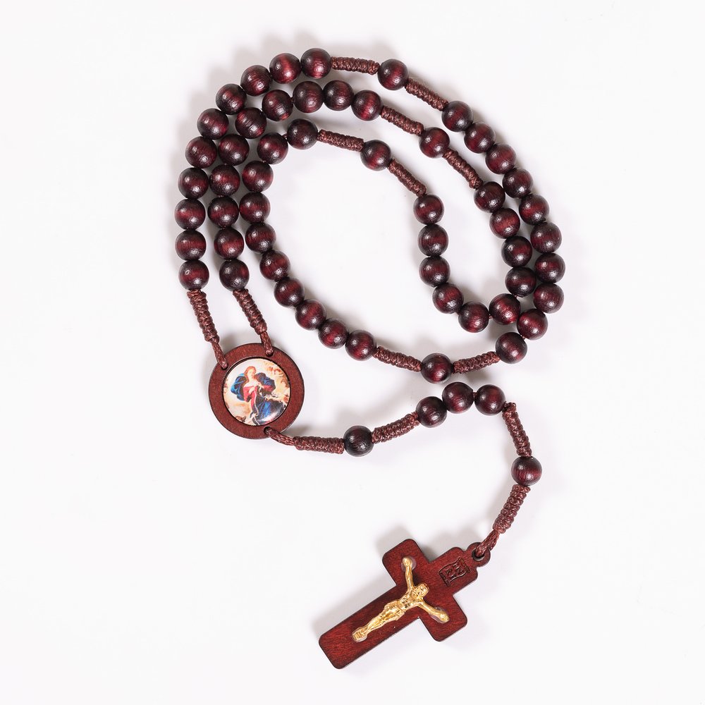 Mary Undoer of Knots Wood Rosary