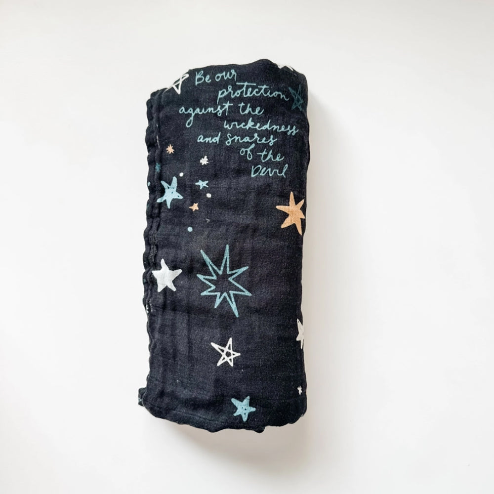 St. Michael Prayer Muslin Blanket Swaddle