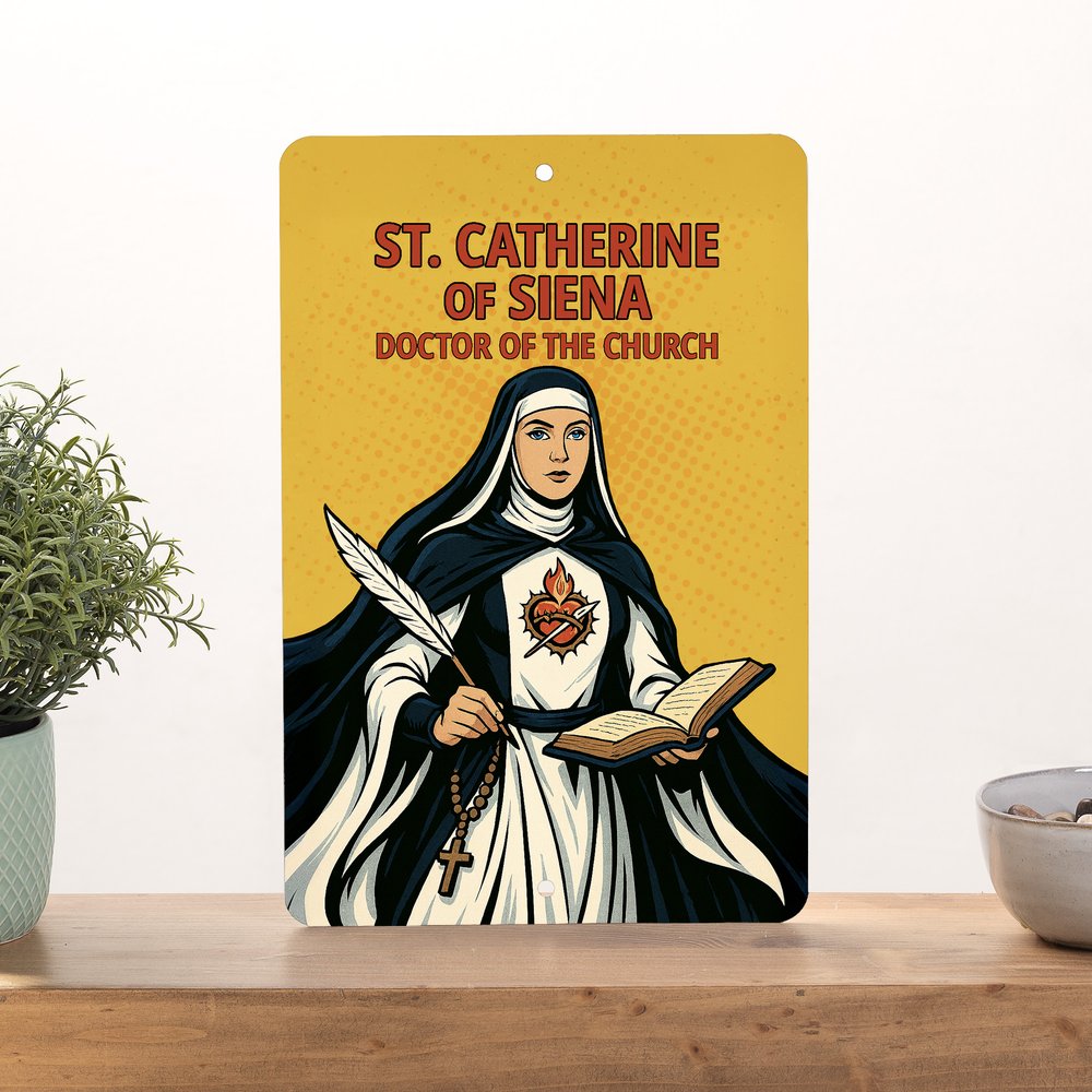 St. Catherine of Siena Superhero Tin Sign
