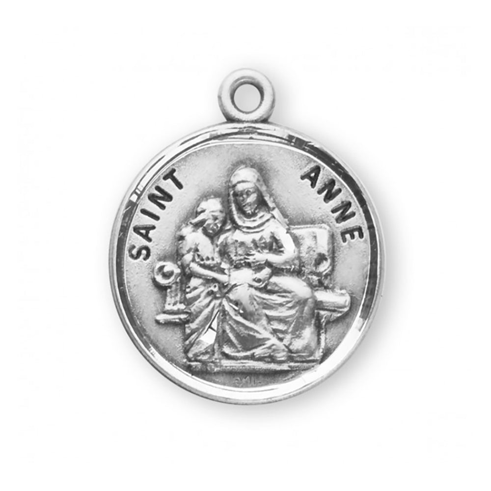 Petite Sterling Round St. Anne Medal Necklace