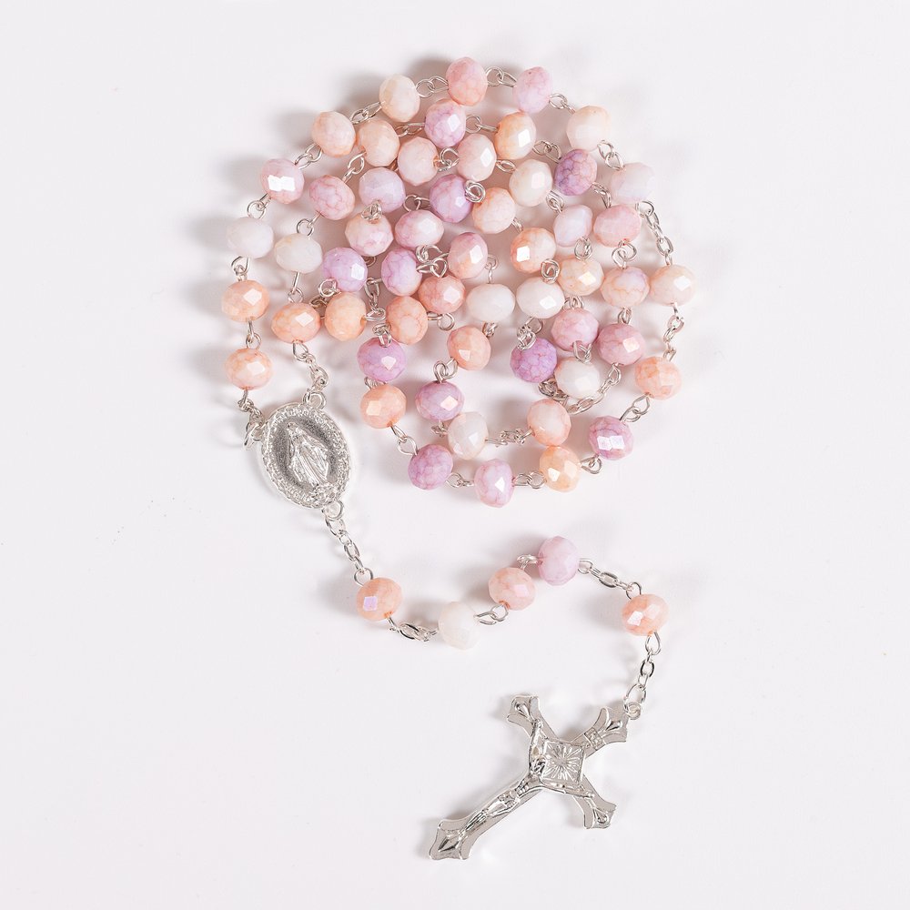 Pink Faceted Italian Glass Rosary